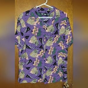 🌼3 for $30🌼 Super Fun 80s style Popman Button-Up Collared T-shirt Mens Medium